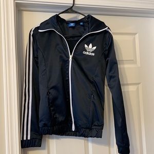 NWOT Adidas Shiny Navy Track Jacket, Small